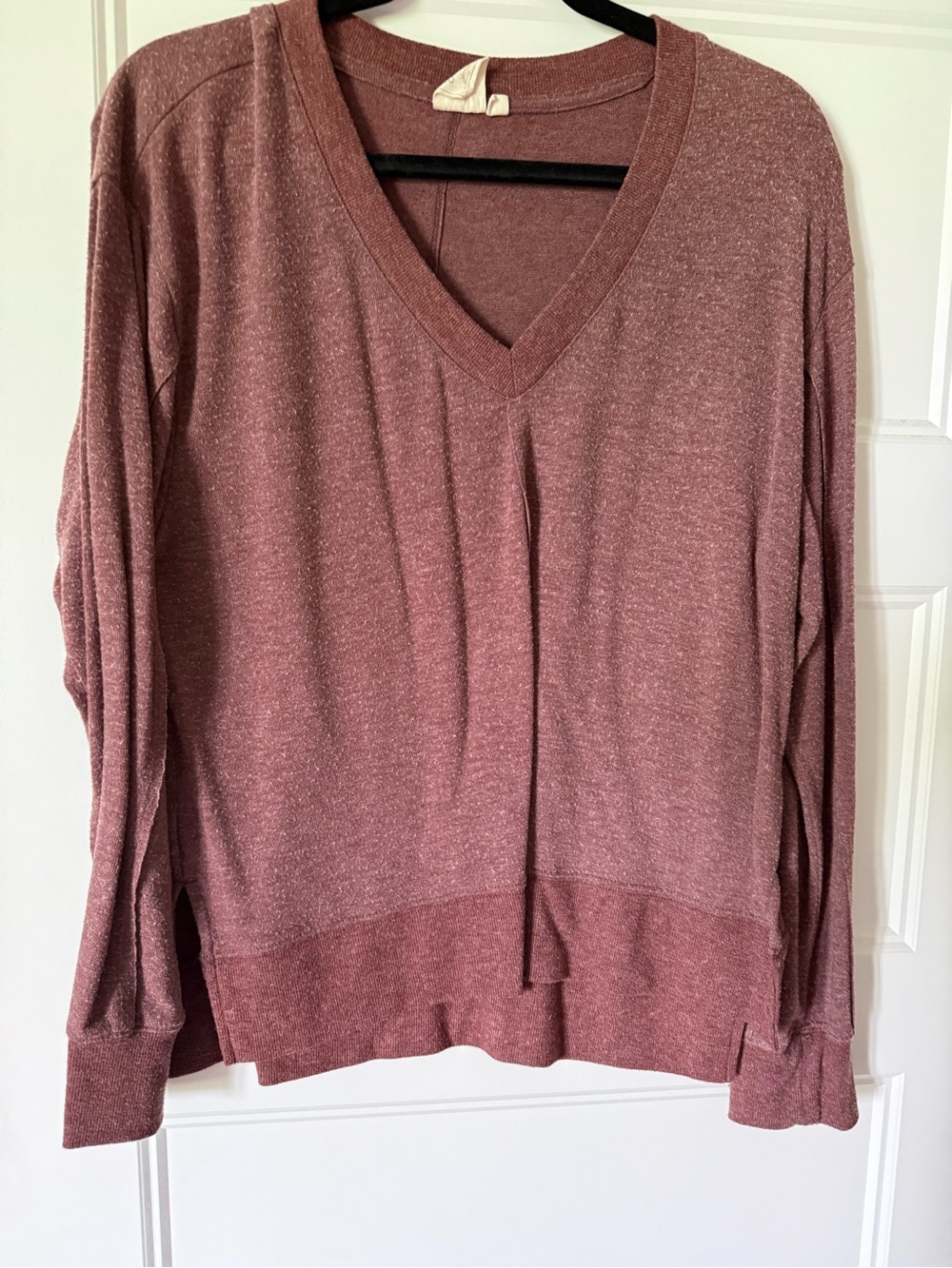 White Crow Mauve Pullover V-Neck Sweater